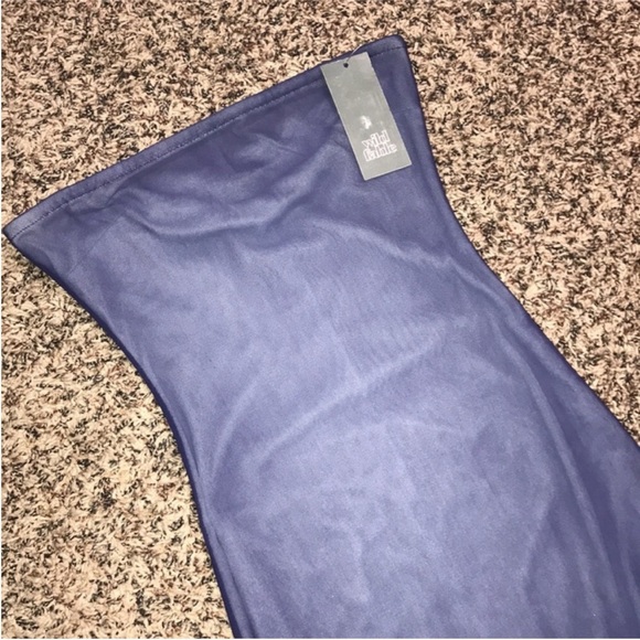 🆕 Wild Fable Strapless Mesh Blue Overlay Midi Dress Size M & XL Avail | NWT - Picture 2 of 8
